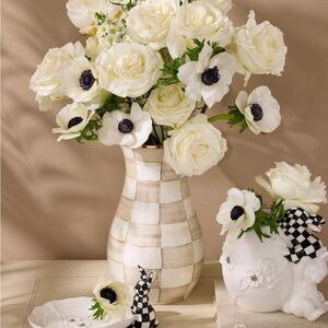 Mackenzie-Childs Mocha Check Enamel Tall Vase